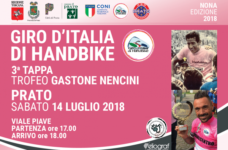 Giro d’Italia di handbike a Prato: terza tappa dedicata a Gastone Nencini
